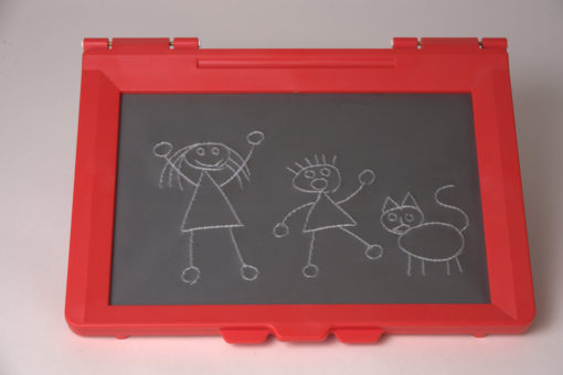 A picture of the red intact sketchpad with tactile drawing on it